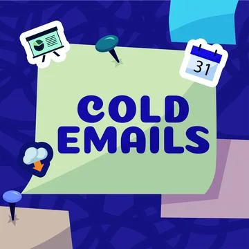 Conceptual display Cold Emails. Internet Concept unsolicited email sent to a Stock Illustration