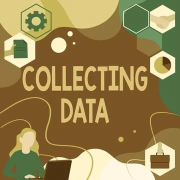 Conceptual display Collecting Data. Internet Concept Gathering and measuring Stock Illustration