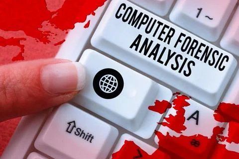 Conceptual display Computer Forensic Analysis. Business overview evidence found Foto stock