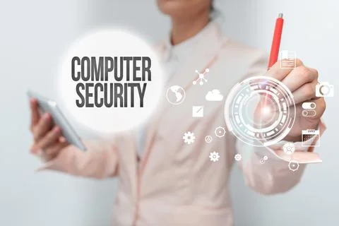 Conceptual display Computer Security. Concept meaning protection of computer Stock Photos