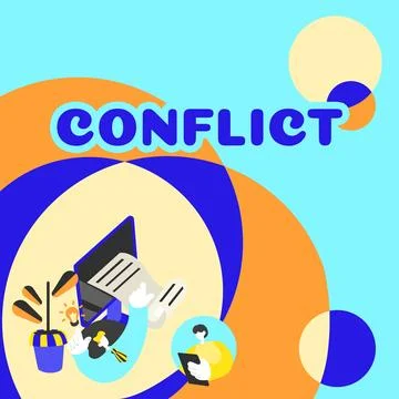 Conceptual display Conflict. Internet Concept disagreeing with someone about Stock Illustration