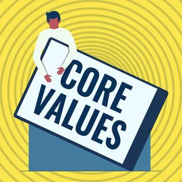 Conceptual display Core Values. Business concept principles which guide and Stock-Illustration