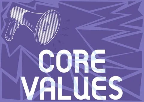 Conceptual display Core Values. Word Written on principles which guide and Stock-Illustration