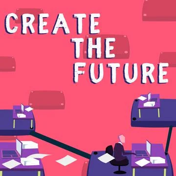 Conceptual display Create The Future. Business overview make an own way effort Stock Illustration