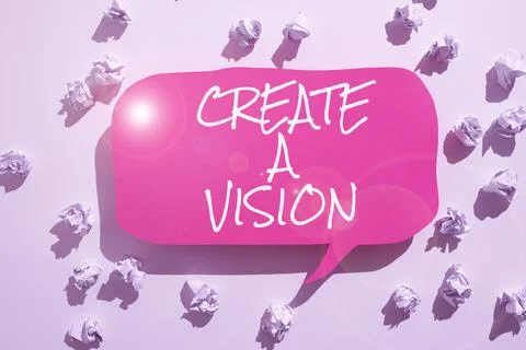 Conceptual display Create A Vision. Word Written on Develop a strategy mission Stock Photos