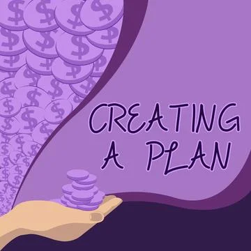 Conceptual display Creating A Plan. Internet Concept Establish steps to follow Stock Illustration