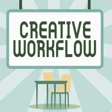 Conceptual display Creative Workflow. Word for the process undertaken by a Stock Illustration