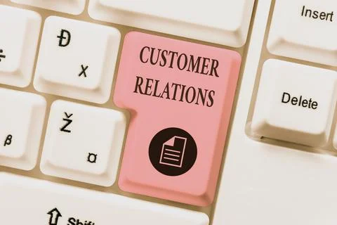 Conceptual display Customer Relations. Concept meaning approach to manage a Stockfoto's