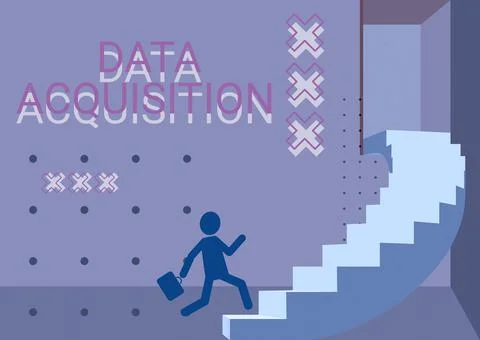 Conceptual display Data Acquisition. Business idea way to obtain statistics that Ilustración de archivo