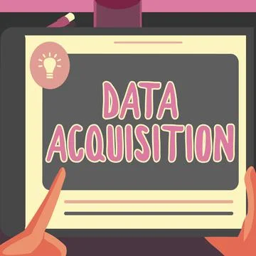 Conceptual display Data Acquisition. Business idea way to obtain statistics that Illustrazione stock