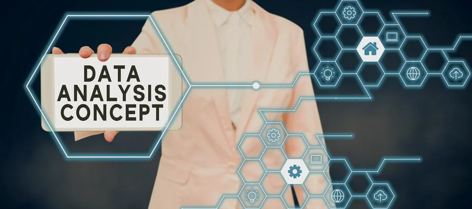 Conceptual display Data Analysis Concept. Concept meaning evaluating data using Stock Photos