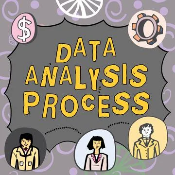 Conceptual display Data Analysis Process. Word Written on the procedures or Illustrazione stock