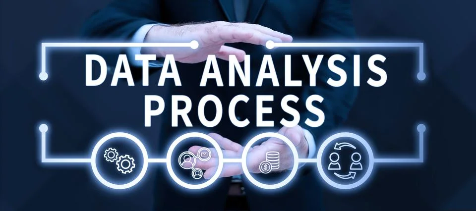 Conceptual display Data Analysis Process. Word for the procedures or techniques Stock Photos