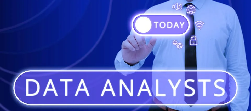 Conceptual display Data Analysts. Concept meaning Programmer Design and Create Stock Photos
