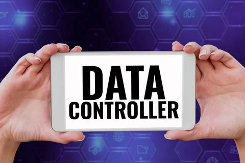 Conceptual display Data Controller. Conceptual photo person who determines the Foto stock