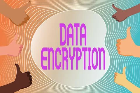 Conceptual display Data Encryption. Business overview Symmetrickey algorithm for 스톡 일러스트