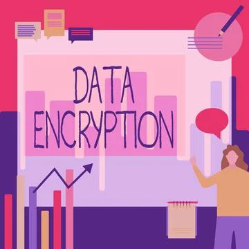 Conceptual display Data Encryption. Conceptual photo Symmetrickey algorithm for Stock Illustration