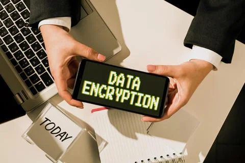 Conceptual display Data EncryptionSymmetric-key algorithm for the encrypting Stock Photos