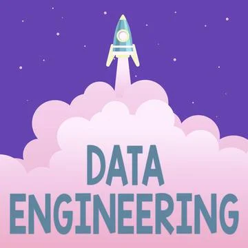 Conceptual display Data Engineering. Business showcase data science that focuses Illustrazione stock