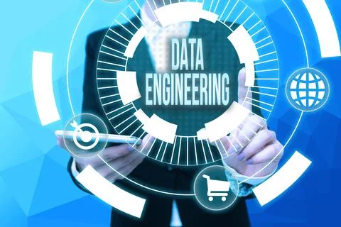 Conceptual display Data Engineering. Business approach data science that focuses Stock Photos