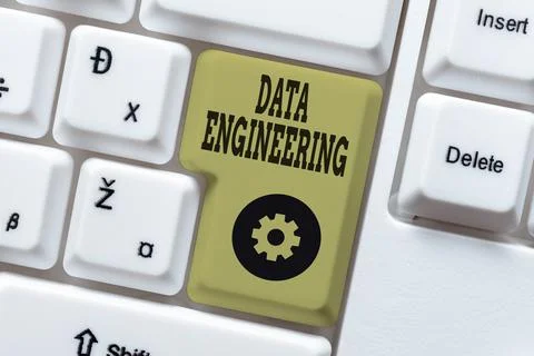 Conceptual display Data Engineering. Business overview data science that focuses Stock Photos