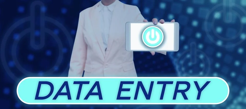 Conceptual display Data Entry. Word for process of inputting data or information Foto stock