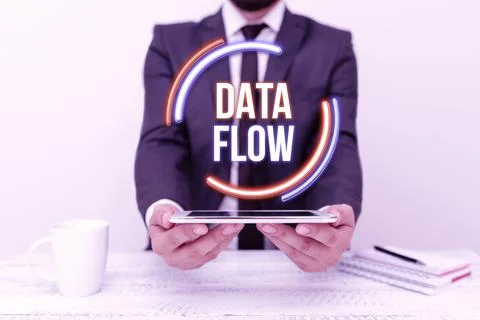 Conceptual display Data Flow. Business approach the movement of data through a 스톡 사진