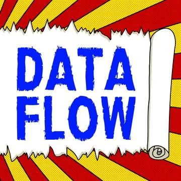 Conceptual display Data Flow. Word Written on the movement of data through a イラスト素材