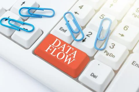 Conceptual display Data Flow. Word Written on the movement of data through a 스톡 사진