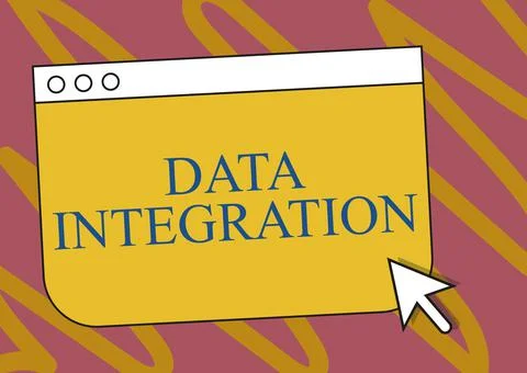 Conceptual display Data Integration. Conceptual photo combination of technical Stock Illustration