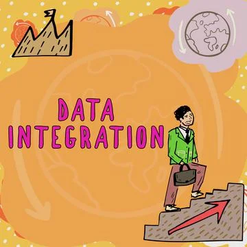 Conceptual display Data Integrationcombination of technical and business Stock Illustration