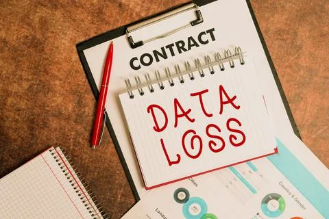 Conceptual display Data Loss. Conceptual photo process or event that results in Stock Photos