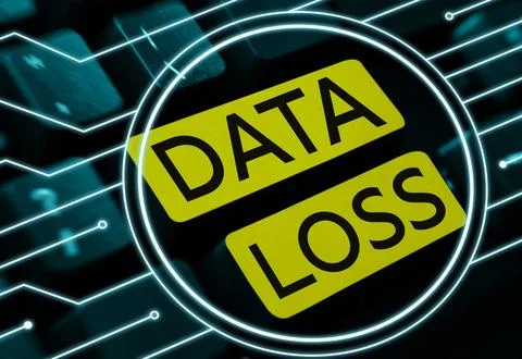 Conceptual display Data Loss. Conceptual photo process or event that results in Stock Photos