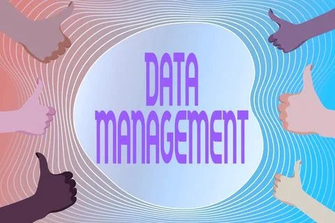Conceptual display Data Management. Business approach The practice of organizing Illustrazione stock