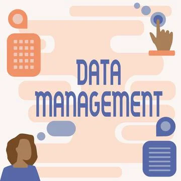 Conceptual display Data Management. Business concept The practice of organizing Illustrazione stock