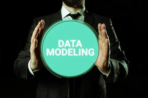 Conceptual display Data Modeling. Conceptual photo process of transferring data Stock Photos