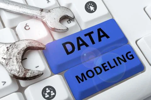 Conceptual display Data Modeling. Conceptual photo process of transferring data Foto stock