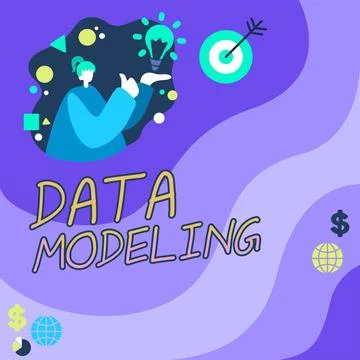 Conceptual display Data Modeling. Word Written on process of transferring data Stock Illustration