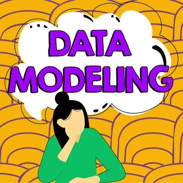 Conceptual display Data Modeling. Word Written on process of transferring data Stock Illustration