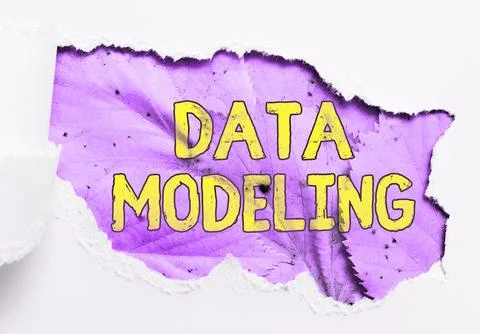 Conceptual display Data Modeling. Word for process of transferring data between Foto stock