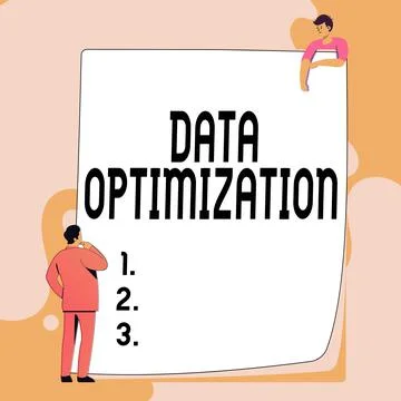 Conceptual display Data Optimization. Business idea process that prepares the Stock Illustration