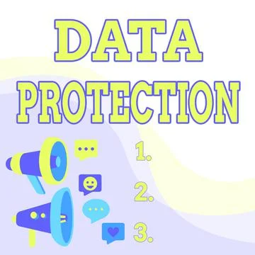 Conceptual display Data Protection. Concept meaning safeguarding information Stock Illustration