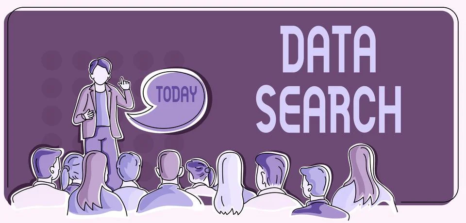 Conceptual display Data Search. Internet Concept gathers and reports information Stock Illustration