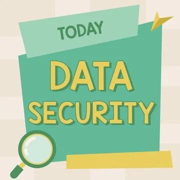 Conceptual display Data Security. Word for the process of protecting data from Stock Illustration