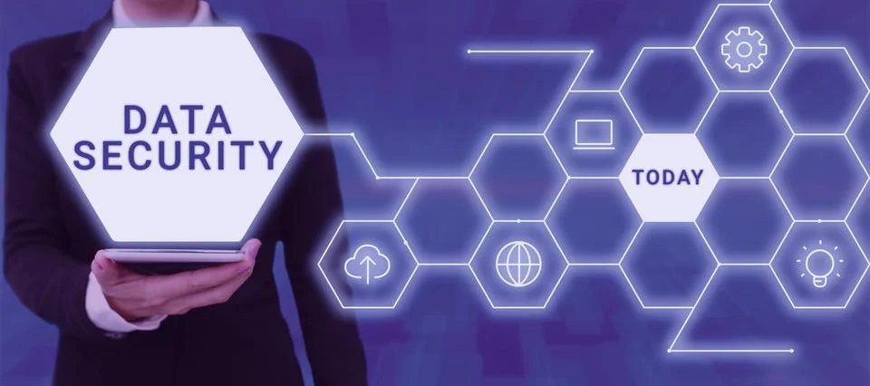 Conceptual display Data Security. Word Written on Confidentiality Disk Stock Photos
