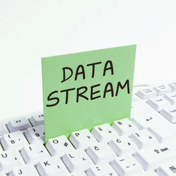 Conceptual display Data Stream. Word Written on sequence of digitally encoded 스톡 사진