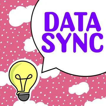 Conceptual display Data Sync. Business approach data that is continuously 库存插图