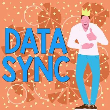 Conceptual display Data Sync. Business idea data that is continuously generated 库存插图