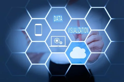 Conceptual display Data Visualization. Word Written on representation of Foto stock