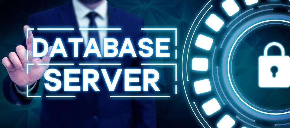 Conceptual display Database Server. Conceptual photo uses a database application Foto stock